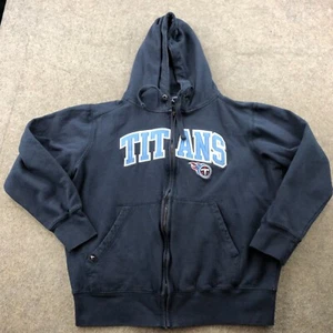 Tennessee Titans Hoodie Mens XL Blue Fleece Spell Out Logo Full Zip NFL - Picture 1 of 11