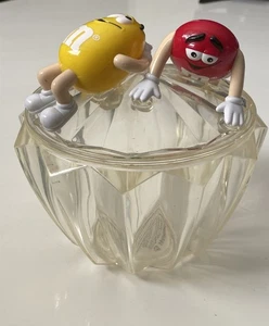 Collectible M&M's Candy Dish Featuring the Red and Yellow M&M’s Hard Plastic Lid - Picture 1 of 7