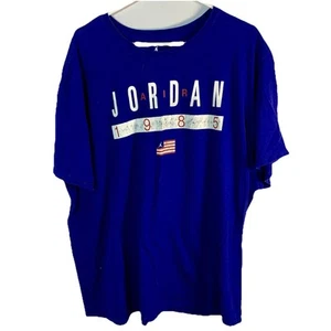 Air Jordan T Shirt Uomo Tg 3XL Logo Girocollo Basket Salto Uomo Bandiera Blu USA - Foto 1 di 6