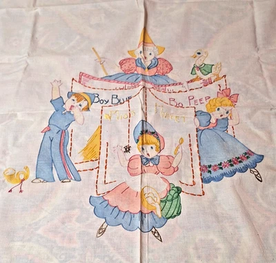 Вышитая детская стишок настенная скатерть 41 x 51 дюйм для чаепития винтаж - Изображение 1 из 4