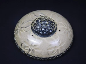 Vtg Art Deco Semi Flush Mount Frosted Glass Floral Ceiling Light Shade 10.25" - Picture 1 of 13