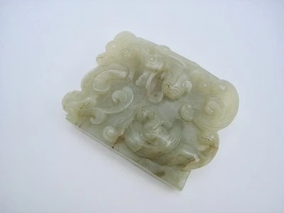 老中国雕刻CELADON JADE剑剑带龙 — 第 1/4 张图片