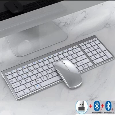 Wireless Slim Rechargeable Bluetooth Keyboard and Mouse Set for Laptop Computer - Image 1 of 4