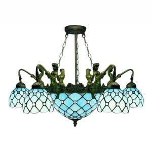 Tiffany Stained Glass Ceiling Light Vintage Chandelier Light Fixture Living Room - Picture 1 of 7