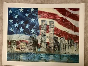 Naza "United We Stand" Giclée auf Leinwand S/N L/E mit NYC Twin Towers - Bild 1 von 6