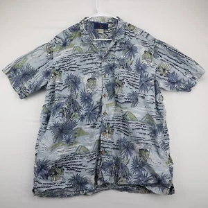 PROFILE Blue hawaii Hawaiian Shirt Sz 2X Made In United Arab Emrites 100% Cotton - Picture 1 of 11