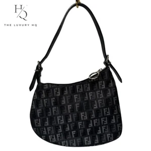 Gebrauchte authentische FENDI Zucchino schwarze Denim Schultertasche [LHQ286] - Bild 1 von 8
