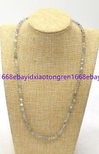 3mm Faceted Natural Gray Labradorite Round Gemstone Beads Necklace 18-30 Inch