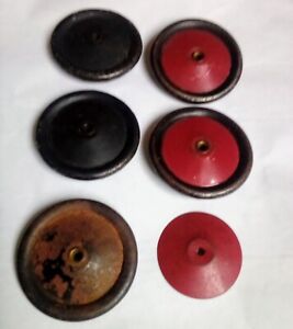5 Black metal  Wheels + A Red Center 2 1/2 Inches Diameter