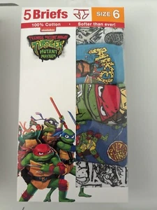 Teenage Mutant Ninja Turtles 5 Pack Boys Briefs Size 6 100% Cotton NEW - Picture 1 of 2