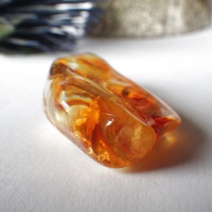 Schmuck-Stck Stein MINERALIEN Anschliff Bernstein Handschmeichl braun ungebohrt - Bild 1 von 13