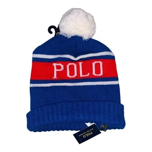 Ralph Lauren Polo Bommelmütze Mütze rot weiß und blau Einheitsgröße UVP $ 45 neu mit Etikett - Bild 1 von 21