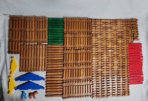 Vintage WOOD Lincoln Logs 384 Pc Mixed Lot Figures, Roof Ends, Rounds, Flats WOW