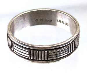 Anillo Navajo Southwestern Plata Esterlina Banda Firmado B. Morgan - Talla 13 - Imagen 1 de 9