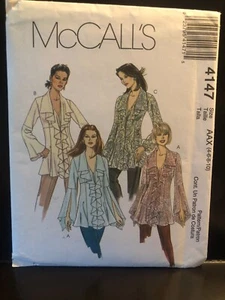 McCalls Pattern 4147 MISSES TUNICS Sz 4-10 Ruffles Slits Plunge V-Neck Pleats  - Picture 1 of 2
