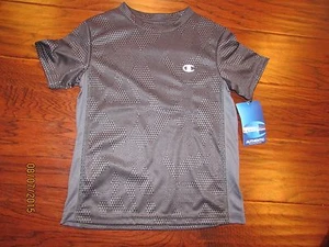 Champion Shirt T-Shirt Black Grey Short Sleeve Athletic Summer Youth Boys 5 6 - Picture 1 of 5