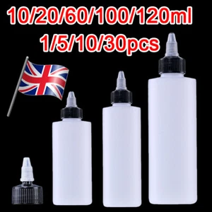 10-120ML Plastic Squeeze Bottle with Twist Top Cap Tip Applicator Empty PE UK - Picture 1 of 16