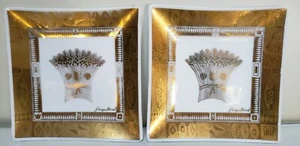 Paar Georges Briard Mid Century Teller Weißglas mit 22K Gold - Bild 1 von 5