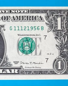 November 12, 1956 / 11 December 1956 : G 11121956 B BIRTHDAY $1 One Dollar Bill - Picture 1 of 3