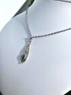 New Natural Green Emerald 9.25 Sterling Sliver Pendant & Chain
