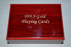 Gold Foil Deck of Playing Cards In Wooden Box. 999.9 Gold Foil
