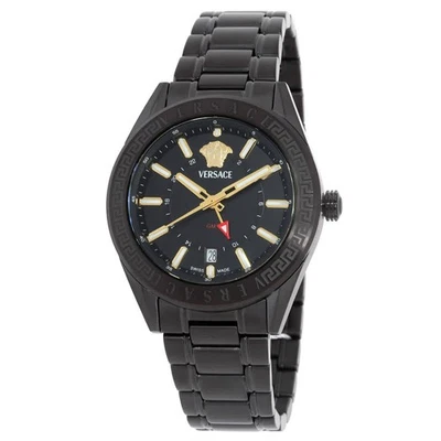 Reloj para hombre Versace V-Code GMT cuarzo esfera negra VEAFA0824 Foto 1 de 3