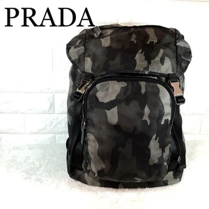 Auth Excellent PRADA Backpack Camouflage Nylon Khaki Green Unisex P72916 - Picture 1 of 16