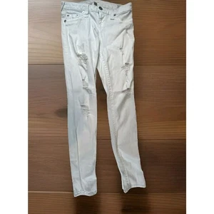 True Religion Jeans weiß 29x30 Distressed Skinny Leg Low Rise Slim Fit Zip Fly - Bild 1 von 14