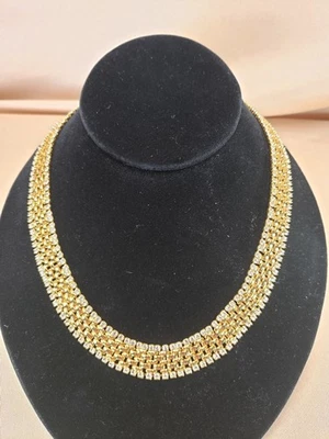 Kenneth Jay Lay 镀金水钻篮子编织领项链可调节 — 第 1/4 张图片