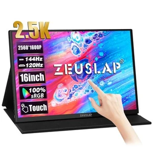 ZEUSLAP 16" 2.5K Touch Monitor 144Hz HDR USB-C Travel Display & Stand - Picture 1 of 6