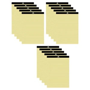 Pad legale A4, confezione da 15, 100 pagine/50 fogli, foderato 8 mm + margine, pad giallo - Foto 1 di 11