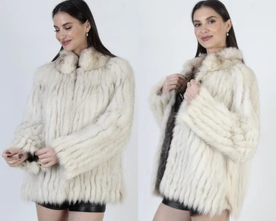 Abrigo de piel de zorro real vintage SAGA con cordón Apres esquí mujer invierno chaqueta para nieve Foto 1 de 4