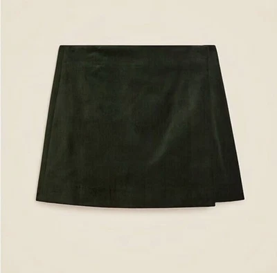 J Crew Ora Italian Velvet Mini Wrap Skirt Dark Emerald Green Size 14 - Image 1 of 4