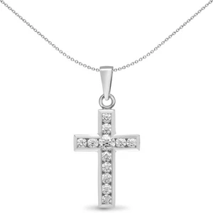 18ct White Gold Jewelco London 0.44ct Diamond Flat Cross Pendant - Picture 1 of 5