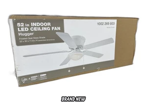 Hampton Bay Hugger 52 in. LED Indoor White Ceiling Fan with Light Kit - Picture 1 of 13