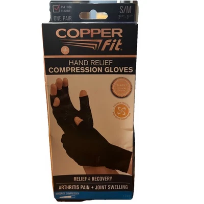 Luva de compressão para alívio das mãos ajuste de cobre, dor de artrite - Preta, P/M (CFRRGL-SM12) - Imagem 1 de 2