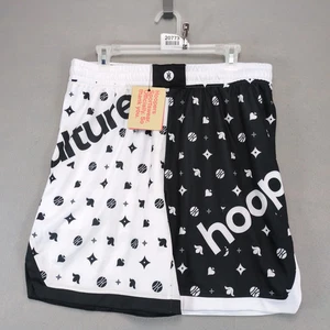 Nuevo con etiquetas Pantalones Cortos de Baloncesto Hoop Culture Para Hombre L Negro Blanco Cintura Elástica Atlética - Imagen 1 de 10