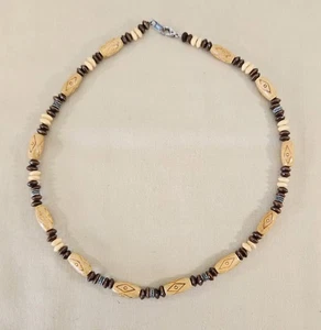 Collana uomo spiaggia bohemien surfista girocollo tribale etnico perline QQ 18" - Foto 1 di 4