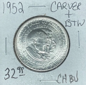 Medio dólar de plata conmemorativo WA/CARVER 1952 ~ CH/BU ~ hermosa moneda ~ - Imagen 1 de 2