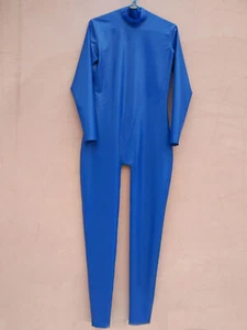 Latex Rubber Catsuit Blau Overall Bodysuit Jumpsuit Zentai Rear Zip 0.4MM S-XXL - Picture 1 of 3
