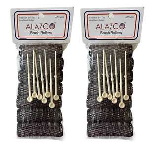 14 Pc Vintage Style Hair Roller Medium BRUSH ROLLERS & PINS Mesh Hair Curlers wi - Picture 1 of 4