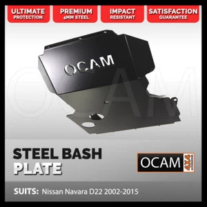 OCAM Steel Bash Plates For Nissan Navara D22 - 4mm Steel Red - Picture 1 of 5