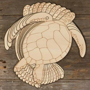 10x Wooden Swimming Green Sea Turtle Craft Shape 3mm Plywood Sea Life - Picture 1 of 4