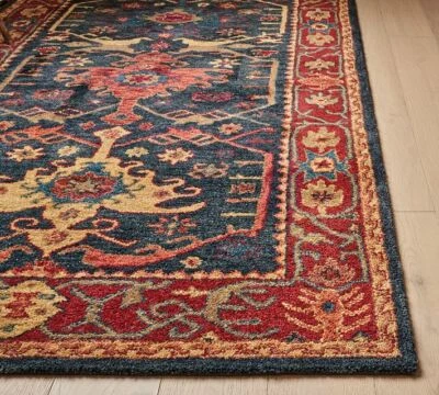 UK Rugs NEEL Blue Handmade Tufted Antique Style Woolen Area Rugs & Carpet - Image 1 of 4