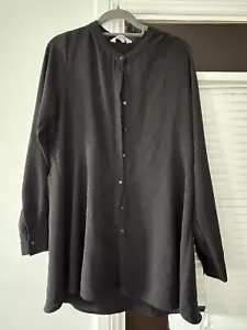 RIPE Maternity Women’s Peplum Button Down Black Longsleeve Shirt Blouse Size M - Picture 1 of 10
