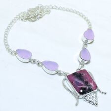 Rhodonite, Rose Quartz Gemstone Handmade Silver Jewelry Necklace 18" NRJR3718