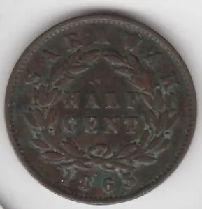 un045 Sarawak Rajah Brooke 1/2 cent 1863 - Picture 1 of 2