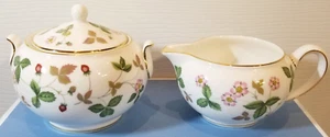 Wedgwood Wild Strawberry Covered Sugar Bowl and Creamer (2) Piece Boxed with Tag - Picture 1 of 9