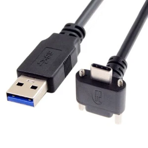 Jimier USB 3.0 to USB C 90 Degree Angled Data Cable with Panel Mount Screw 0.3M - Picture 1 of 7