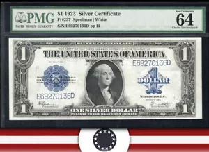 1923 $1 SILVER CERTIFICATE HORSEBLANKET PMG 64 EPQ Fr 237 ONE DOLLAR BILL 70136 - Picture 1 of 3